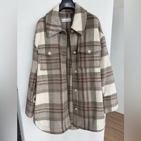 Mango Coat - plaid neutral colors - Size XS/S - Picture 2 of 4